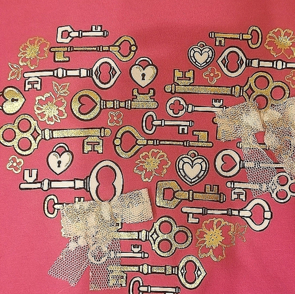 Justice Girls Top Hot Pink Heart - Picture 4 of 11